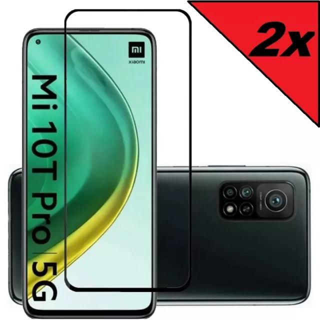 2x Xiaomi Mi 10T / 10T Pro Schutzglas 9H Panzerfolie Hartglas Displayschutz Full