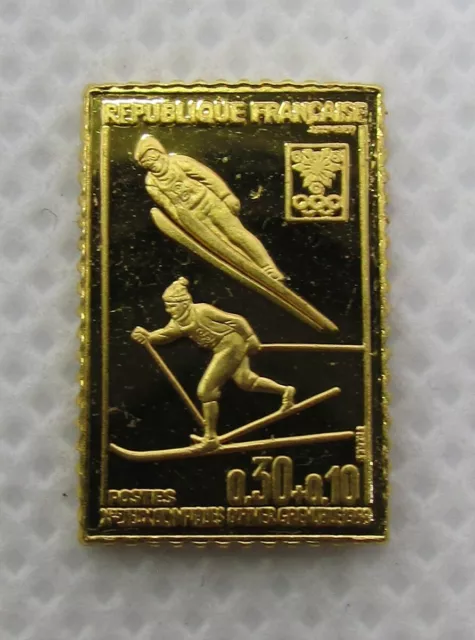 France 1968 24K On 925 Sterling Silver Ingot Olympic Stamp