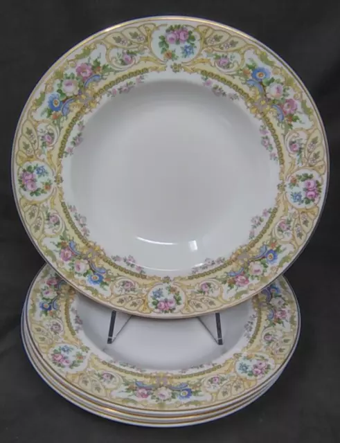 4 VINTAGE Syracuse China Old Ivory Rose Marie 8 3/4 inch Rimmed Soup Bowls