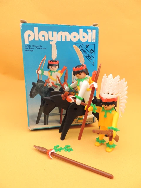PLAYMOBIL Vintage 3355 – Set Indien Western Avec Femme, Marmite Et Boîte D’origine (1976)