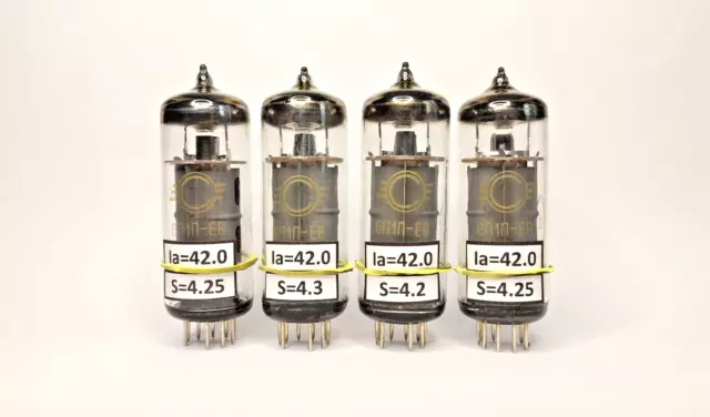 6P1P-EV 6P1 QUAD APPARIÉS (4pcs) SVETLANA TUBES / VALVES / RÖHRE NEW NOS