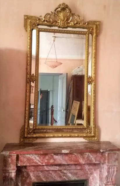 Miroir Glace au mercure à Parcloses en bois Régence XIXe