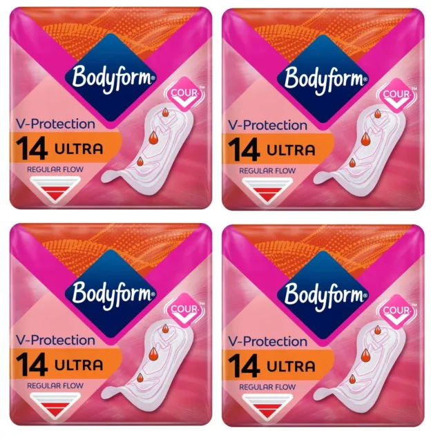 Bodyform Ultra Normal Regular Sanitary Towels Pads 14 per pack  PACK OF 4