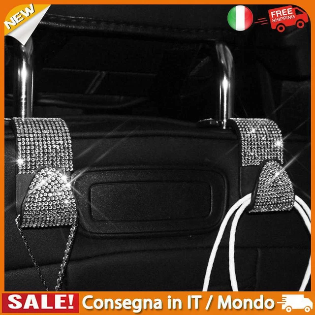 IT Car Back Seat Hook Rhinestones Handbag Auto Headrest Hanger Holder (White)