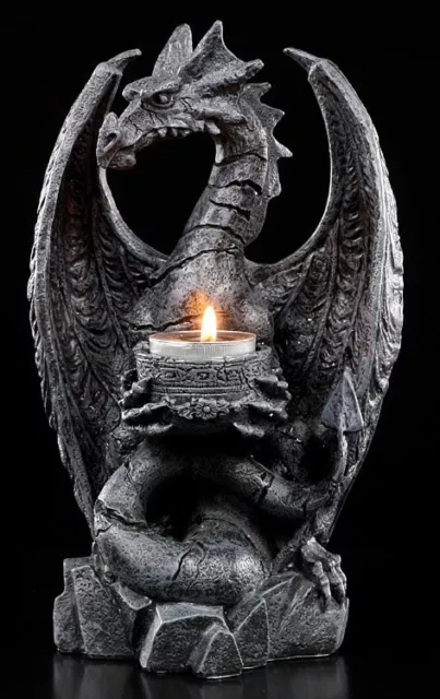 Tealight Holder - Petrified Dragon - Fantasy Candle Holder Dragons Deco