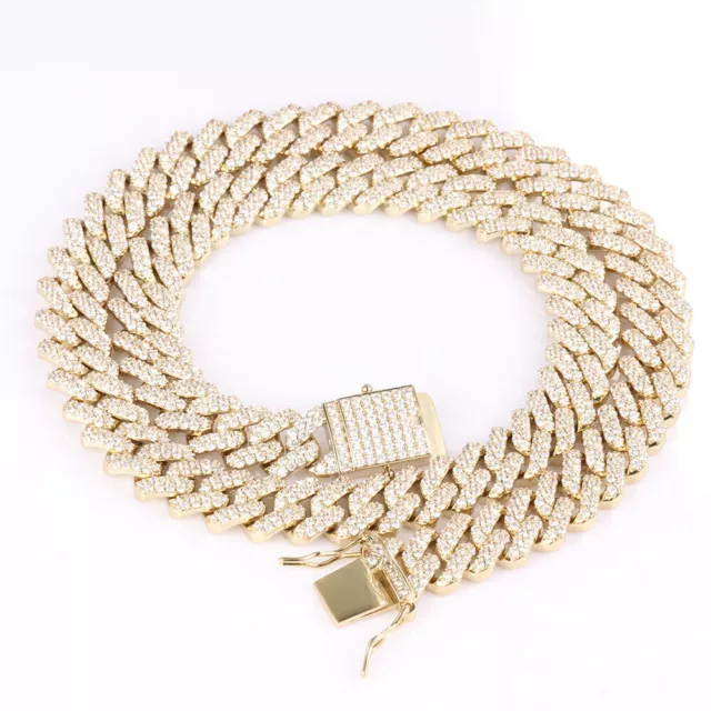 Men's Heavy Iced CZ Out Miami Cuban Link Chain With Gold Plated Stainless Steel