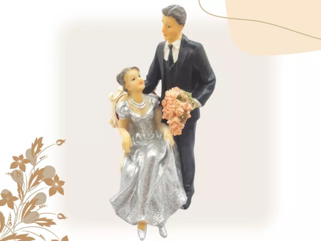 Deko Figur Silberhochzeit Tortenfigur für 25 Jahre silberne Hochzeit Dekoration