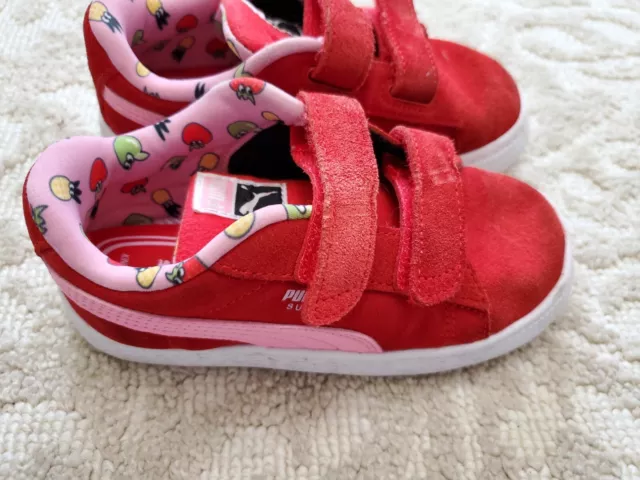 Girls Puma Sneakers Red /Pink Suede Size 10 US 27 EU