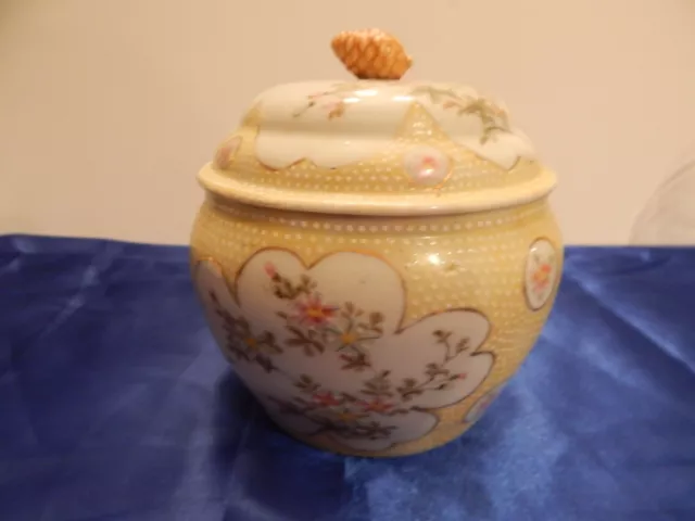 Vintage Japanese Satsuma Moriage Lidded Bowl