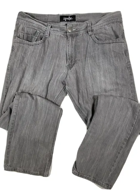 Vintage NOSTIC Embroidered Pocket Gray Wash Denim Jeans Sz 36 x 34