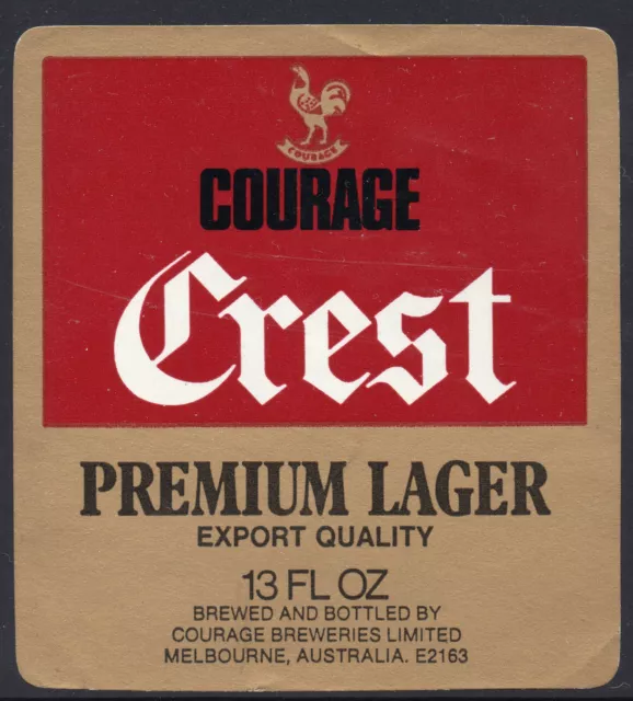 Beer Label:  Courage Crest Premium Larger 13 Fl Oz  Perfect Condition