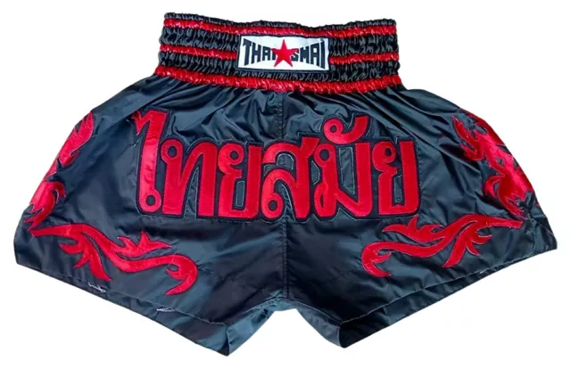 Black Red Muaythai Kick Boxing Shorts Thailand Word Muay Thai Embroidery Mma UFC