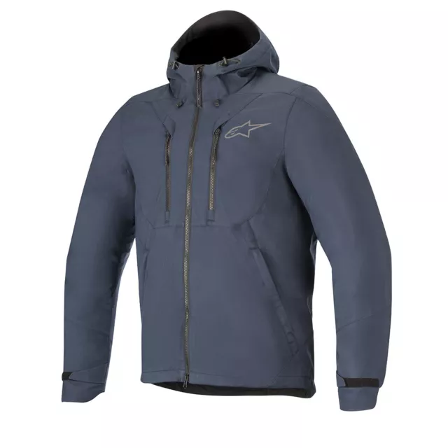 Alpinestars Domino Tech Textil Wasserdicht Blau Marineblau Motorrad Urban Kapuzenpullover