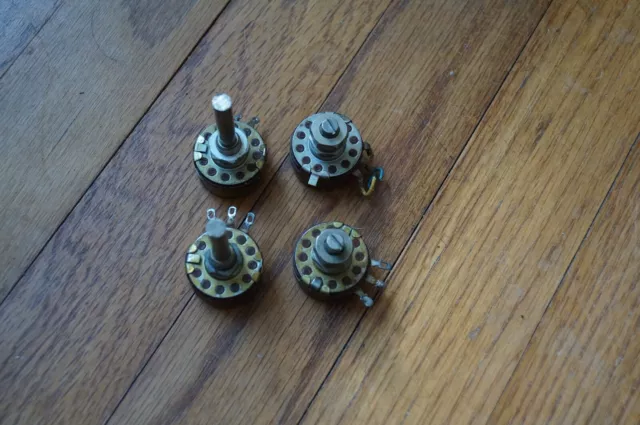 4 Vintage .1 Meg Potentiometers, Ohmite and Allen Bradley