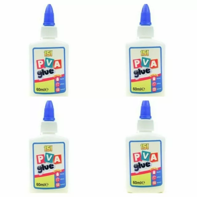4 X  PVA GLUE BOTTLES Washable Safe Ideal School Craft Home Office Non Toxic