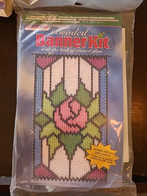 The Beadery Beaded Banner Kit  ROSEBUD #5249 With The Look Of Stained Glass NEW