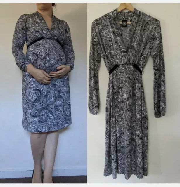 Maternal Instincts sz 8- 10 Long Sleeve Stretch Maternity Dress AS NEW