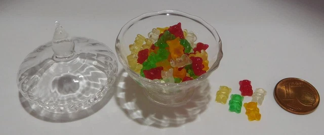 Gr. Glas mit Teddybären, Miniatur,Puppenhaus,Küche,Kaufladen,