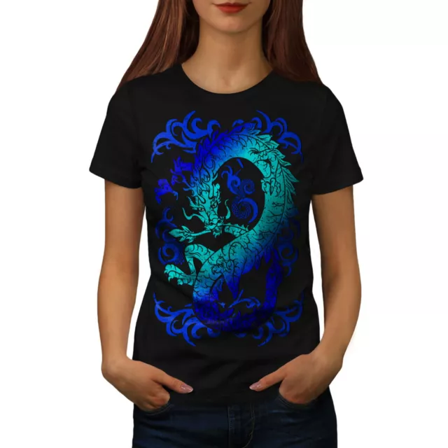 Wellcoda Fantasy Dragon Mystical Womens T-shirt, Myth Casual Design Printed Tee