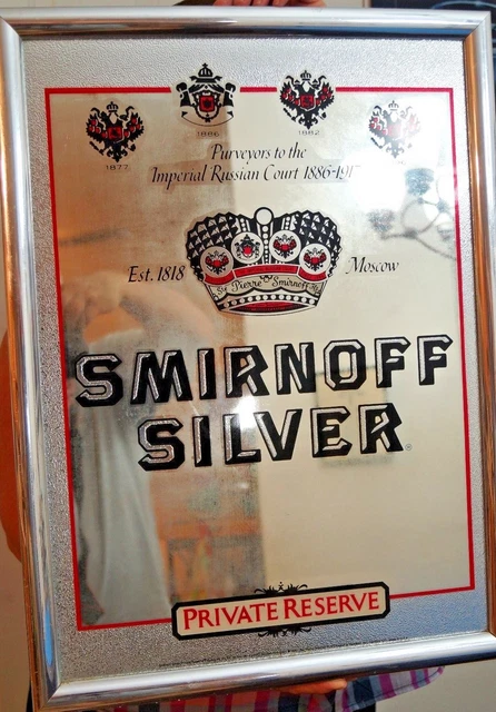 RARE  Smirnoff Silver Private Reserve Mirrored Sign