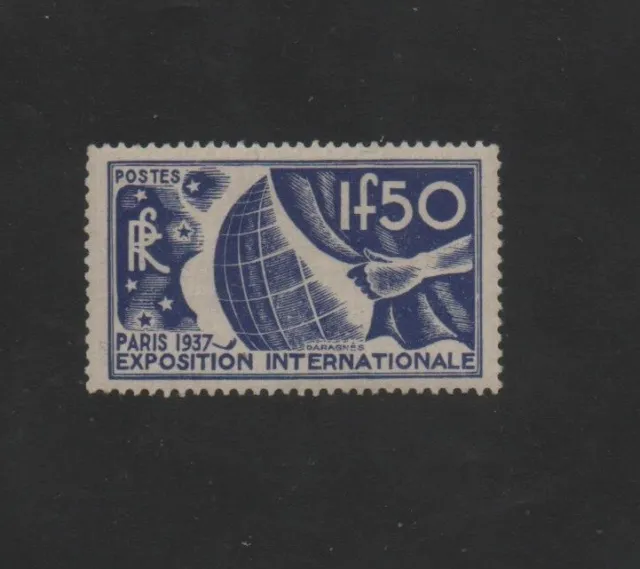No 327xx ..1f50  EXPO INTERNATIONALE PARIS 37..1936...COTE  80 €. PRIX: 7,95 €
