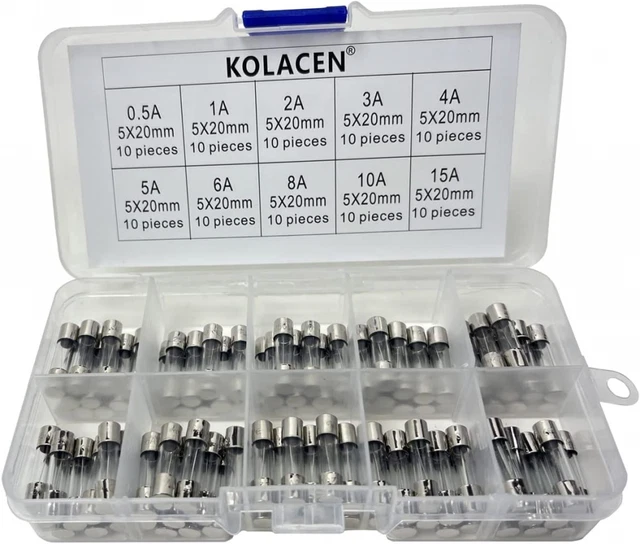 KOLACEN Rapide Fusible Tube en Verre 5 x 20 mm Assortiment Kit 5x20mm glass