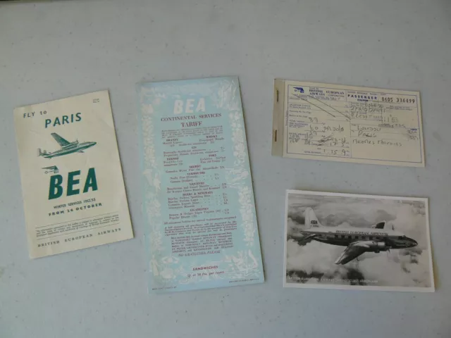 Lot of Vintage British European Airways BEA Ephemera, Postcard
