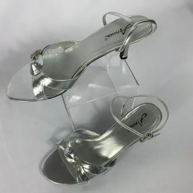 Annie Womens Heel Sandal Engage Silver Ankle Strap Size 8M 2