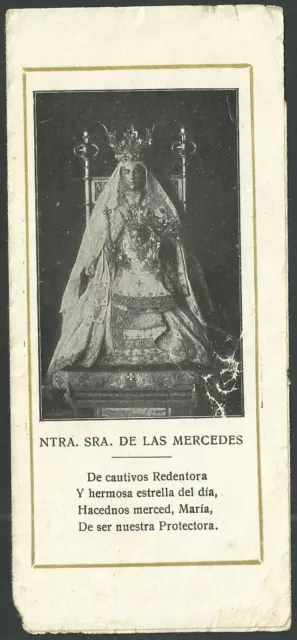 Estampa antigua de la Virgen de la Merced andachtsbild santino holy card santini