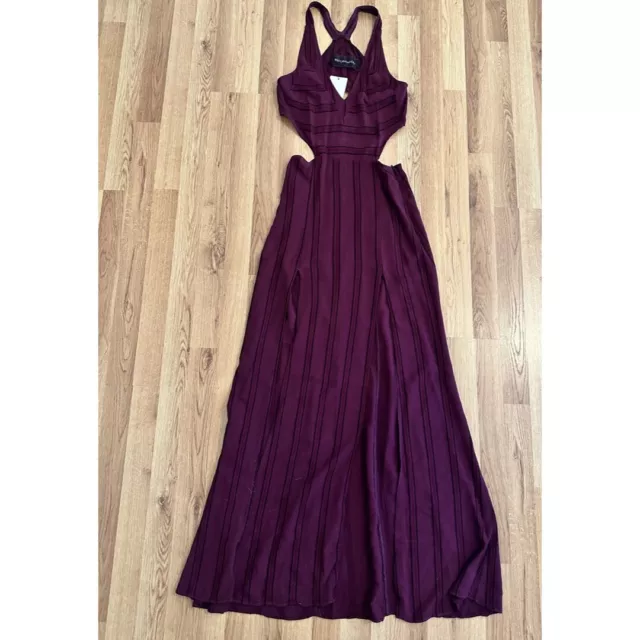 NWT REFORMATION halter side cut out maxi dress purple black small