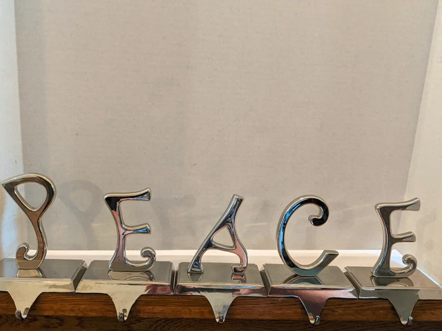 Stocking Holder Hanger Letters P. E. A. C. E. (PEACE) Silver Christmas Unbranded