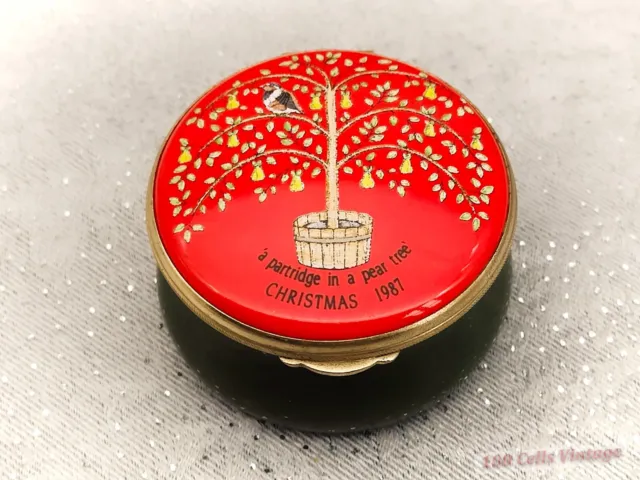 Christmas 1987 Wedgwood Copper Enamels Vintage Trinket/Pill/Snuff Box-6cm