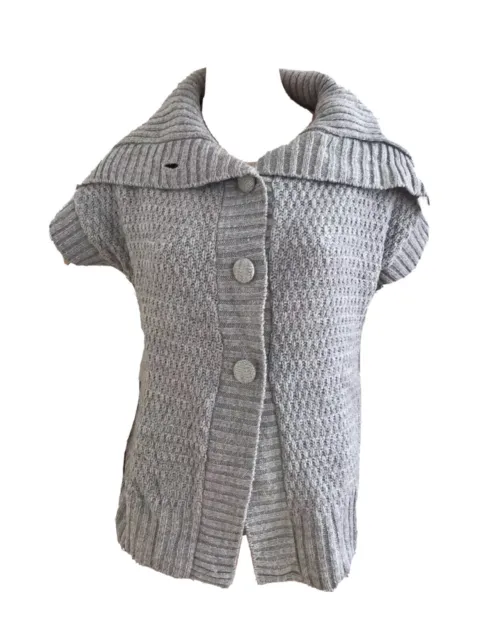 New Look Maternity Grey Knitted Short Sleeve Cardigan Small Uk 8 Eu 36 Us 4 Bnwt