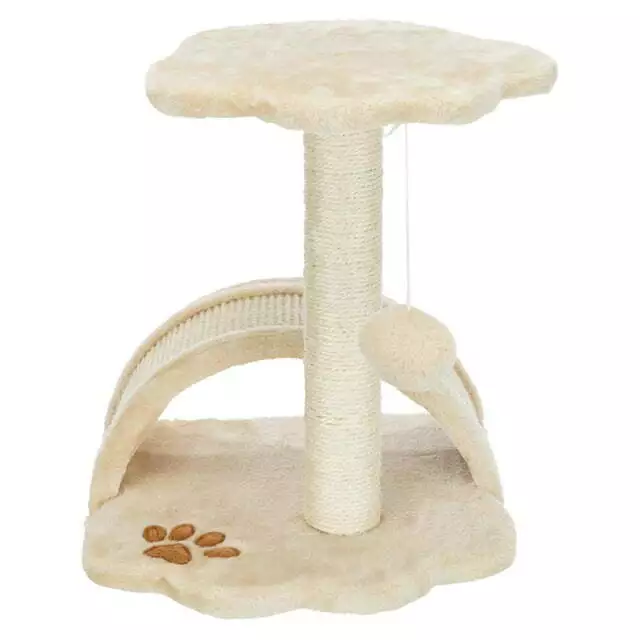 Vitoria Plush & Sisal 17" Cat Scratching Post with Platform, Beige