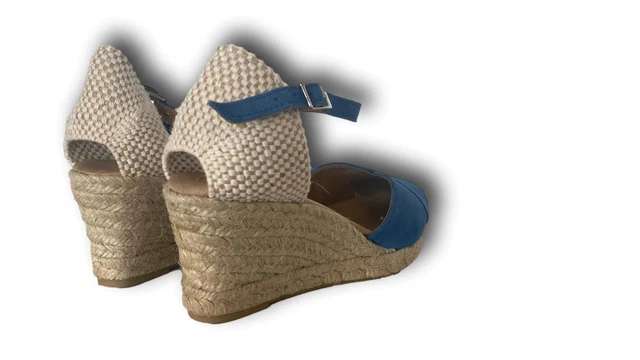 RAQUEL PEREZ Huelva Espadrilles Femme Véritable Cuir Et Réel en Daim Denim Bleu 3
