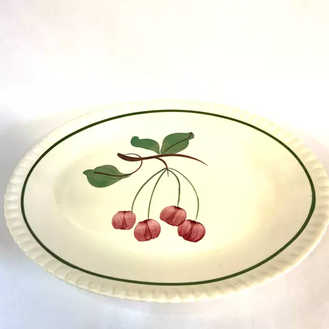 Vintage Pottery Tray platter Cherry Cherries with Leaves Green Accent 11.5" Long