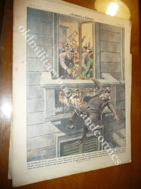 Irruzione Della Ps In Bisca Di Torino Con Fuga Dal Balcone Di Un Giocatore 1949