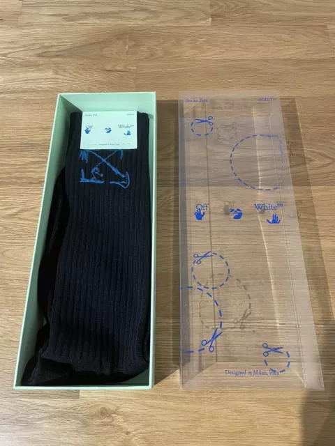 Off-White Scribble Flyer Logo Socks Ribbed Crew Black One Size Brand New In Box