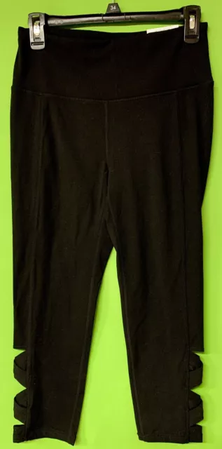 Gaiam Yoga Pants High Waist Capri DRY Compression Workout Leggings Black Size M