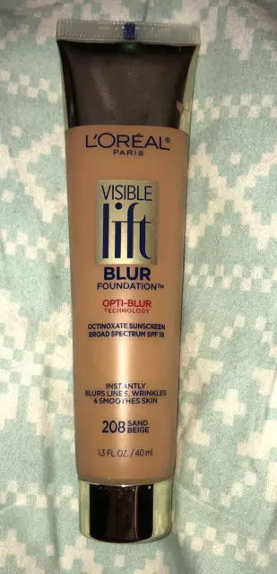 Loreal Visible Lift Blur Foundation 208 Sand Beige  1.3 oz. Discontinued New