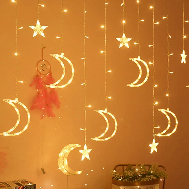 Ramadan Star Moon LED Fairy String Lights EID Mubarak Garland Muslim Party Decor