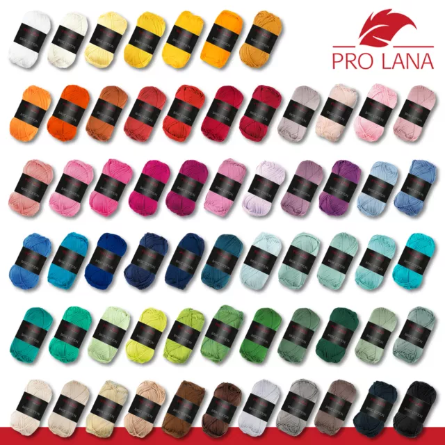 Pro Lana 5 x 50 g Basic Cotton Baumwolle Stricken Häkeln Wolle Garn 62 Farben