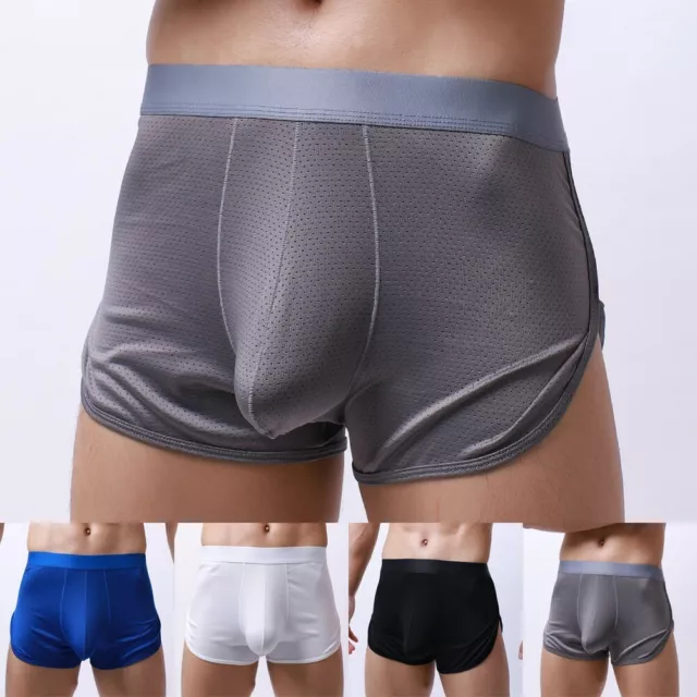 Herren Boxershorts Trunk Bulge Pouch Slip Transparente Unterwäsche Unterhose