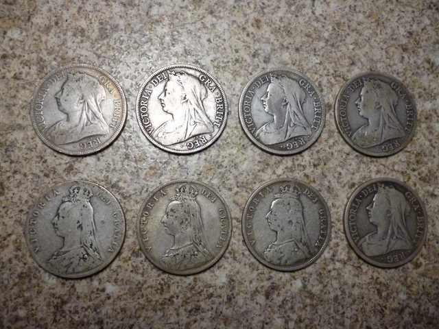Victoria Silver Half Crown x8