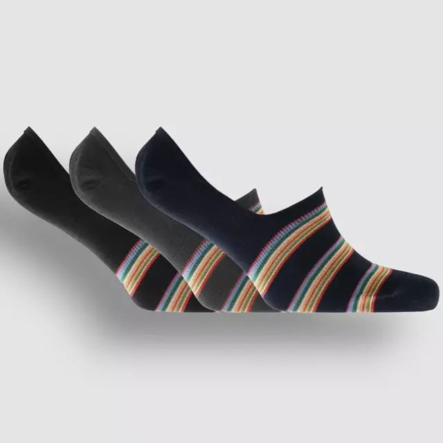 $75 Paul Smith Men's Blue 3-Pair Striped No Show Invisible Dress Socks One Size