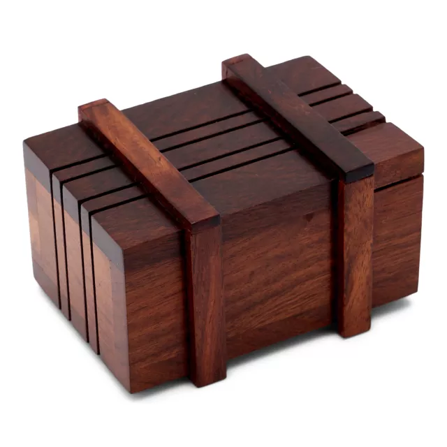 Maritim scatola di legno misteriosa 7,5 x 5 x 3,5 cm scomparto segreto nascondiglio segreto scrigno del tesoro