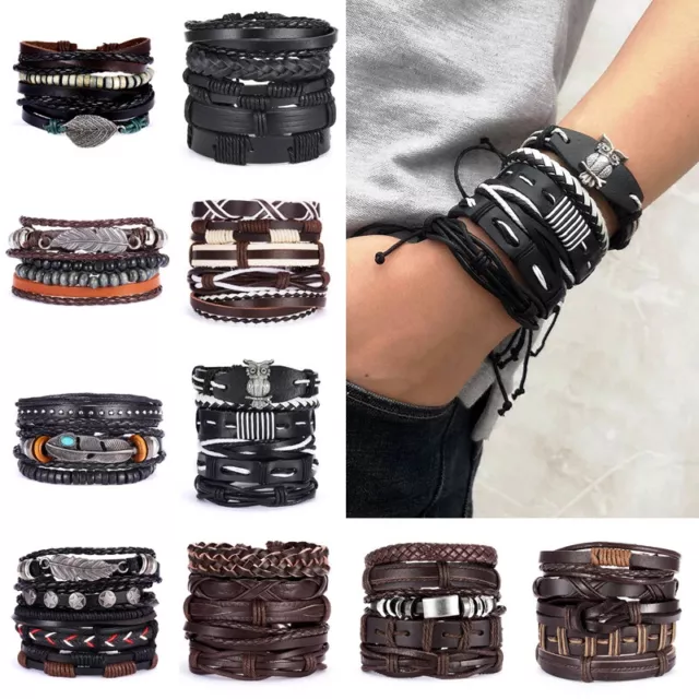 Unisex Leather Bracelet  Adjustable Rope Wristband Multi-style and colors