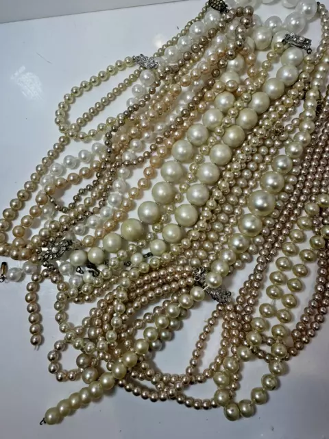 MIXED JEWELRY LOT Pearls Vintage Wear Beads Necklace Craft Findings 4 ...