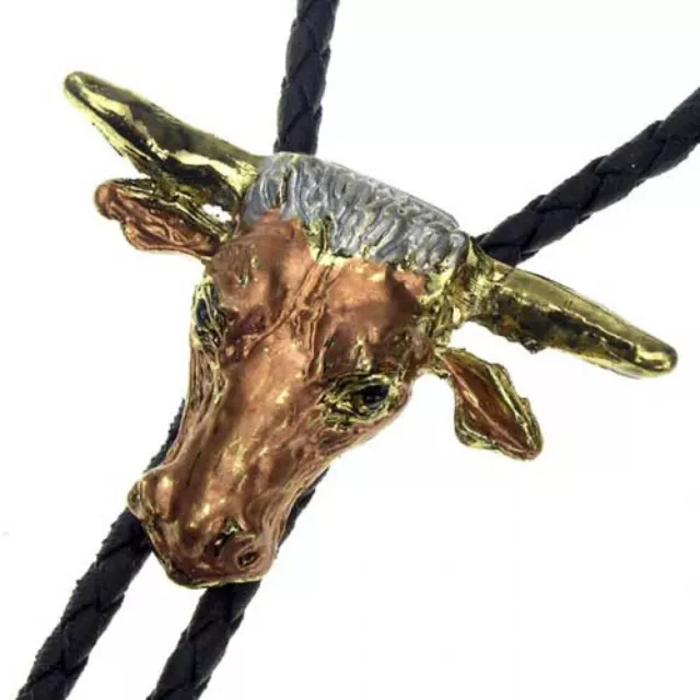 Bolo Tie mit Longhorn- Stier, Cowboy, Bolotie, Western- Krawatte