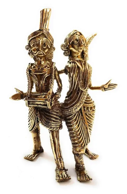 Traditionelle Dhokra-Kunst aus Metall, Adivasi-Paar, traditionelle...